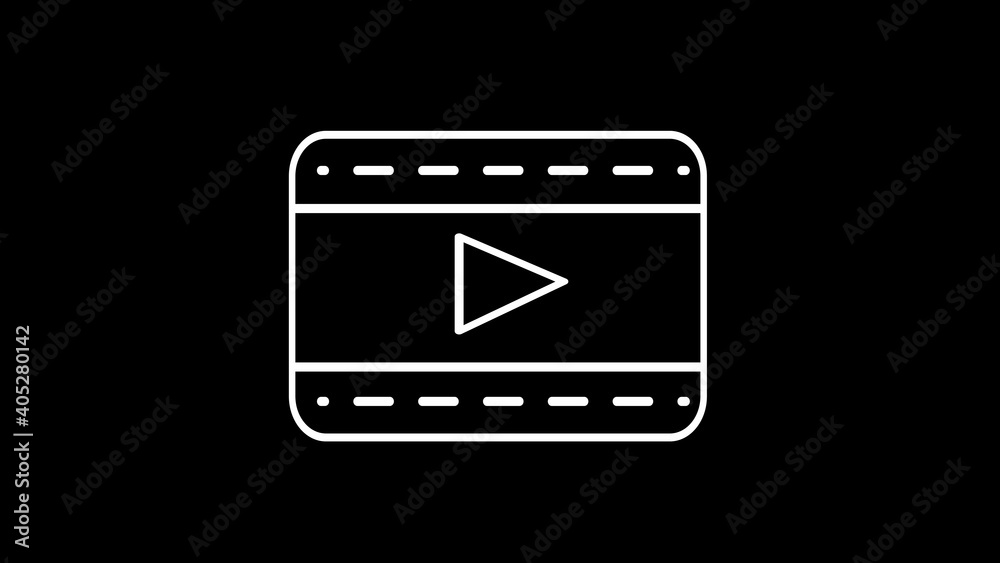 Play Video icon over black background illustration. Flat design. Play Video icon over black background illustration. Flat design.