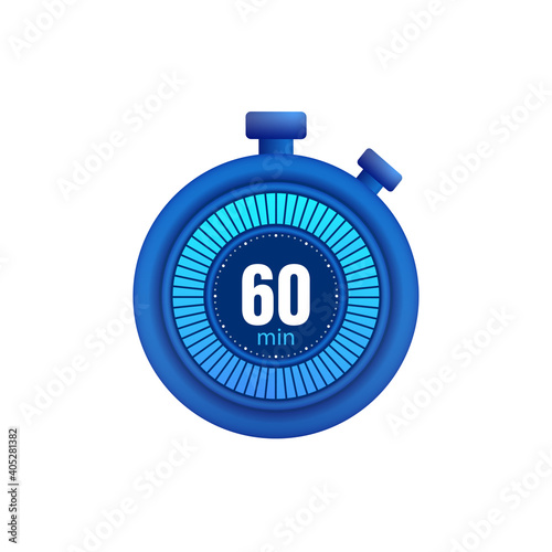 Icon of a timer with 60 minutes on the white background. Vector illustration.