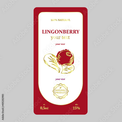alcohol label lingonberry packaging bottle
