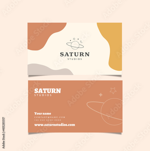 illustration of a business card with abstract shapes