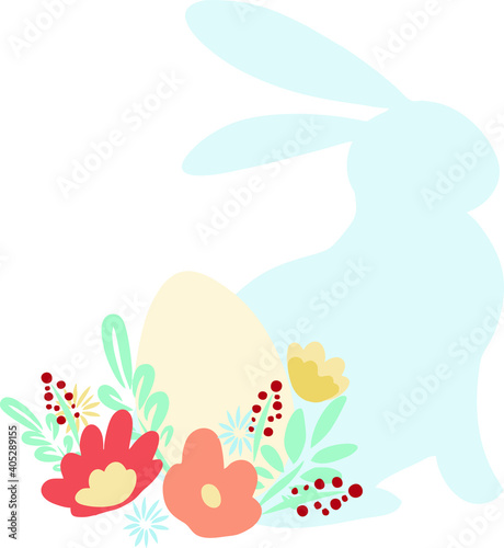 Happy Easter vector illustrations of bunnies   rabbits hares icons decorated with flowers on a white background