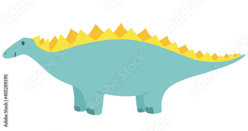 Blue stegosaurus  happy dinosaur with a smile. Isolated. Children s vector illustration. Drawn by hands. It can be used to decorate a children s party  children s clothing  bed linen  notebooks