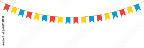 Colorful vector flag. Birthday, party and holiday decoration elements flags