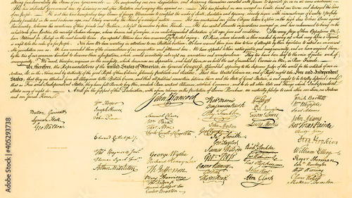Photography Signatures on the The United States Declaration of Independence, July 4th