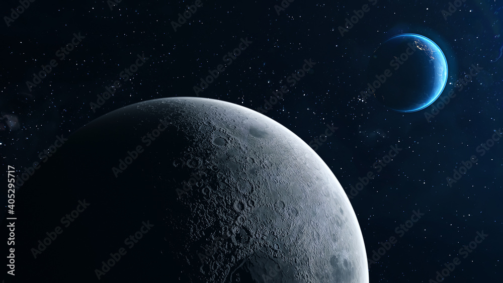 Obraz premium Beautiful planet Earth from space. 4K rotating animation. Clip contains space, planet, galaxy, stars, cosmos, sea, earth, globe. 3D Render animation. Images from NASA