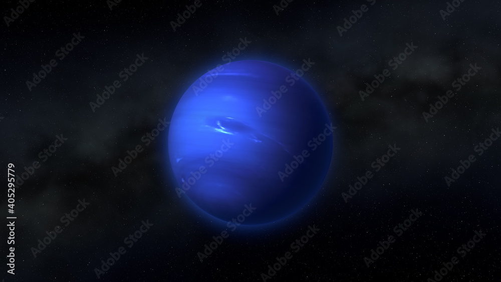 Neptune, of the solar system, space, 3D render, solar system, stars, galaxy Stock
