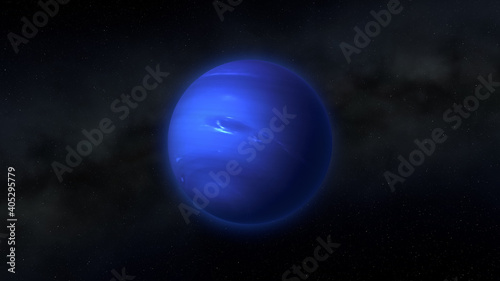 Neptune, planets of the solar system, space, 3D render, solar system, stars, galaxy