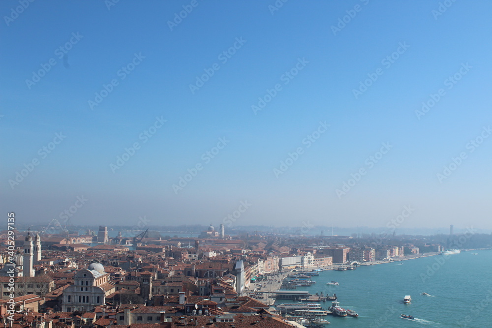 Birds eye view of Venice, Italy skyline