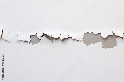 Fototapeta Naklejka Na Ścianę i Meble -  White color paint peeling off on ceiling house. Under the roof