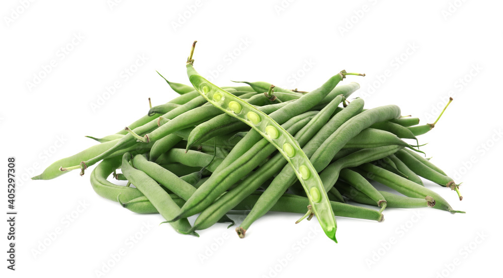 Delicious fresh green beans on white background Delicious fresh green beans on white background