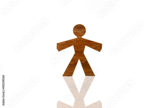 Studio shot of wood grain stick figure