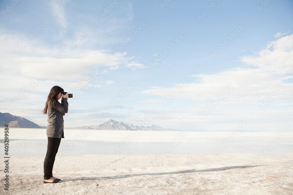 USA, Utah, Salt Lake City, Young woman taking photos USA, Utah, Salt Lake City, Young woman taking photos