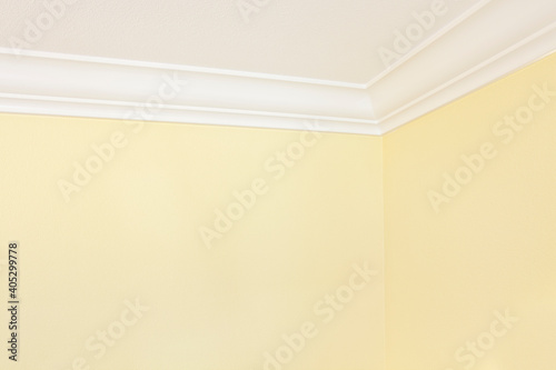 Yellow wall and ceiling