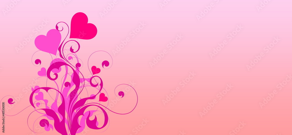 Valentine's Day background with hearts and pink color