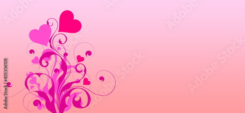 Valentine's Day background with hearts and pink color