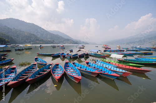 boats on the pokhara lake, Nepal