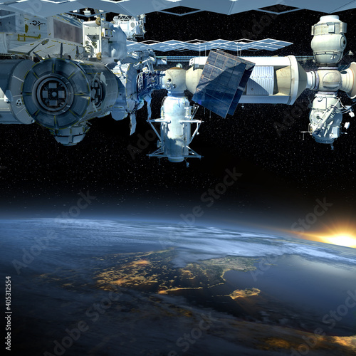 Fototapeta Naklejka Na Ścianę i Meble -  The International Space Station above Earth