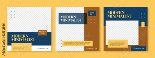 Furniture interior Post Template Social Media Banners. yellow background color. - Vector