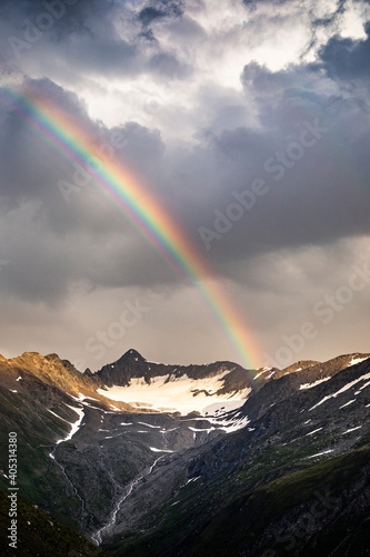 Rainbow in mountain landscape