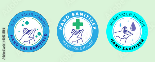 Hand gel sanitizer vector label, Hand sanitizer icon for healthy safe product package tag