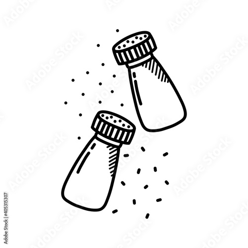 pepper and salt icon, vector color line illustration
