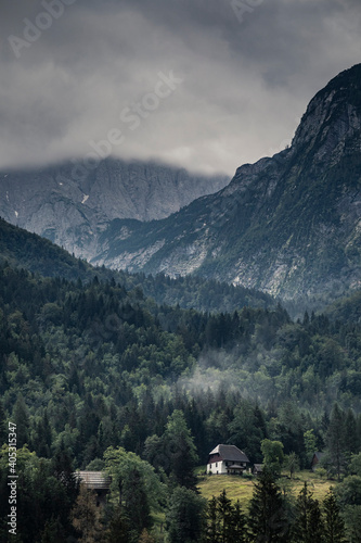 Clouds covered mountain landscape