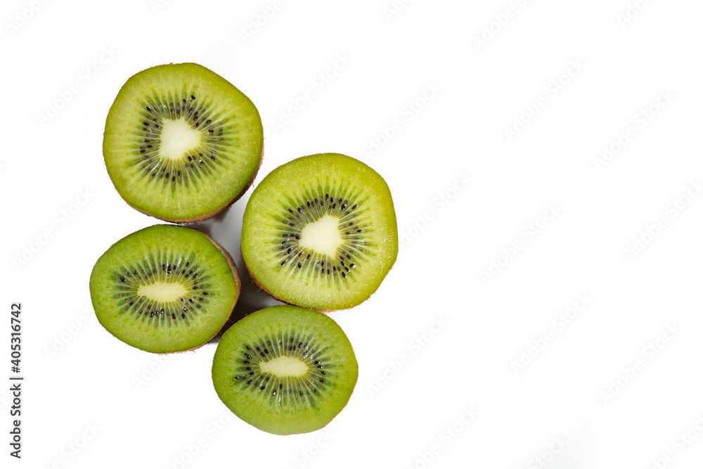 Fototapeta premium ripe juicy kiwi sliced crosswise isolate on white