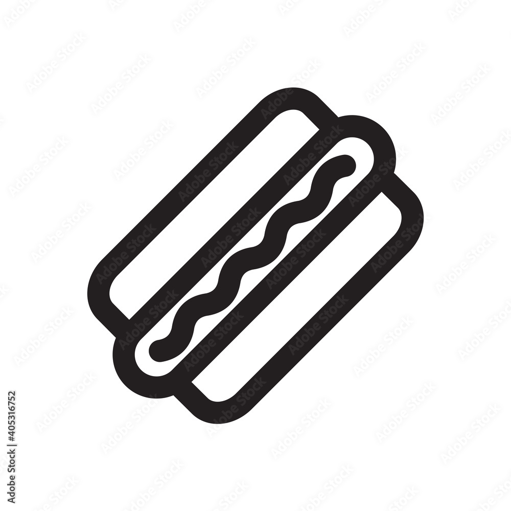 Hot Dog outline icon isolated on white background Hot Dog outline icon isolated on white background