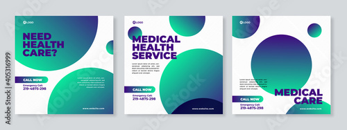 Healthcare Post Template Social Media Banners. Green and white background color - Vector