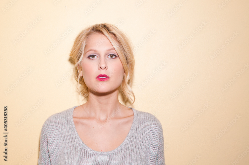 Woman with hair loosely pinned up Woman with hair loosely pinned up