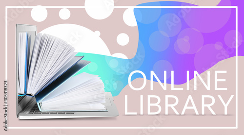 Books and laptop on color b...