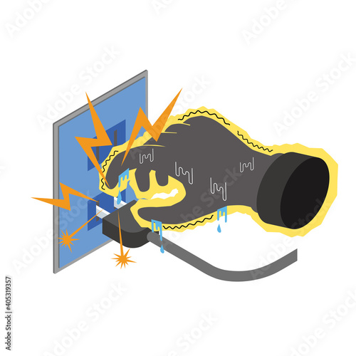 コンセントで感電するイメージイラスト
