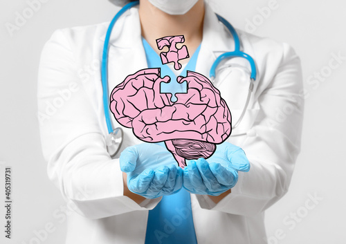 Female doctor with holograp...