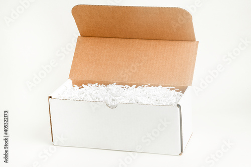 Open White Rectangular Cardboard Packaging Box