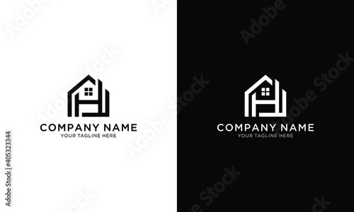letter h and home logo design vector