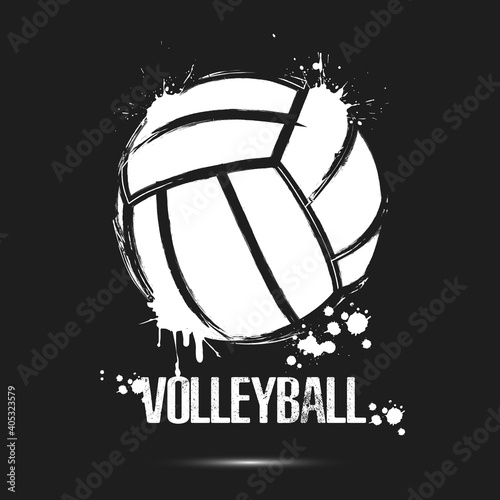 Volleyball ball icon. Abstract voolleyball ball for design logo, emblem, label, banner. Volleyball template on isolated background. Grunge style. Vector illustration