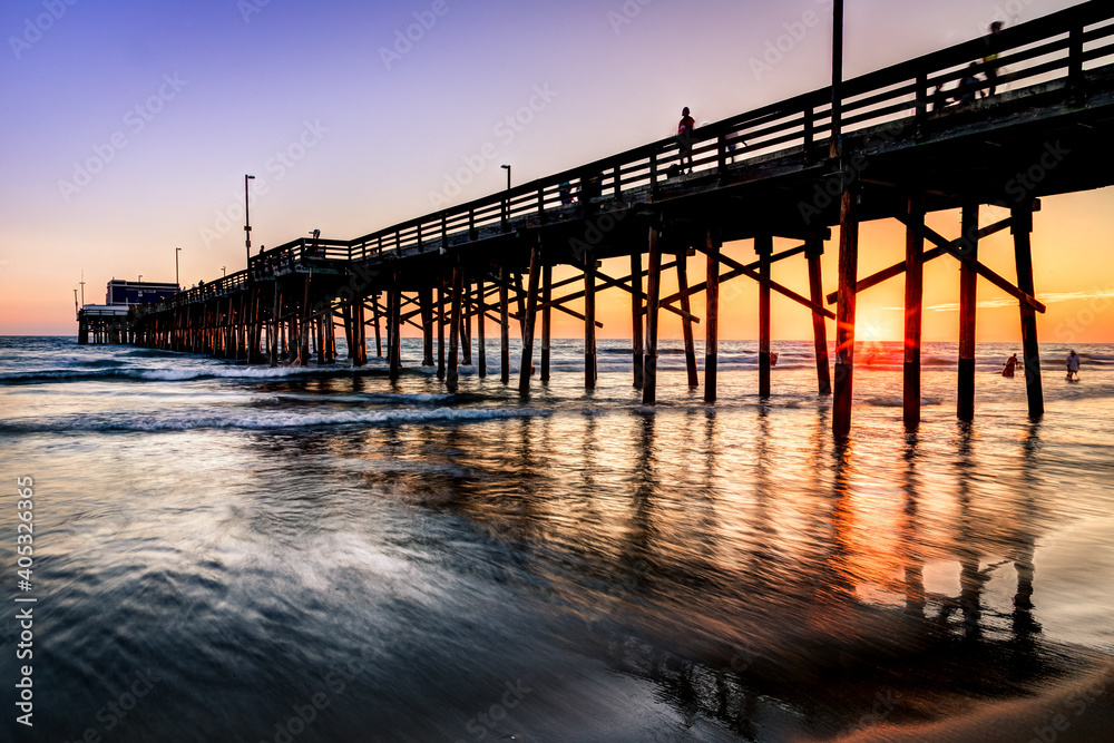 Sunset Under the Pier, Newport Beach, California