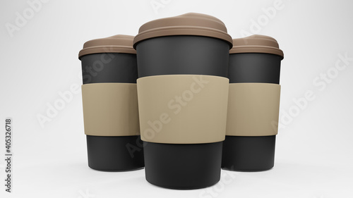 Cup for coffee. Isolated on white background. 3d rendering.