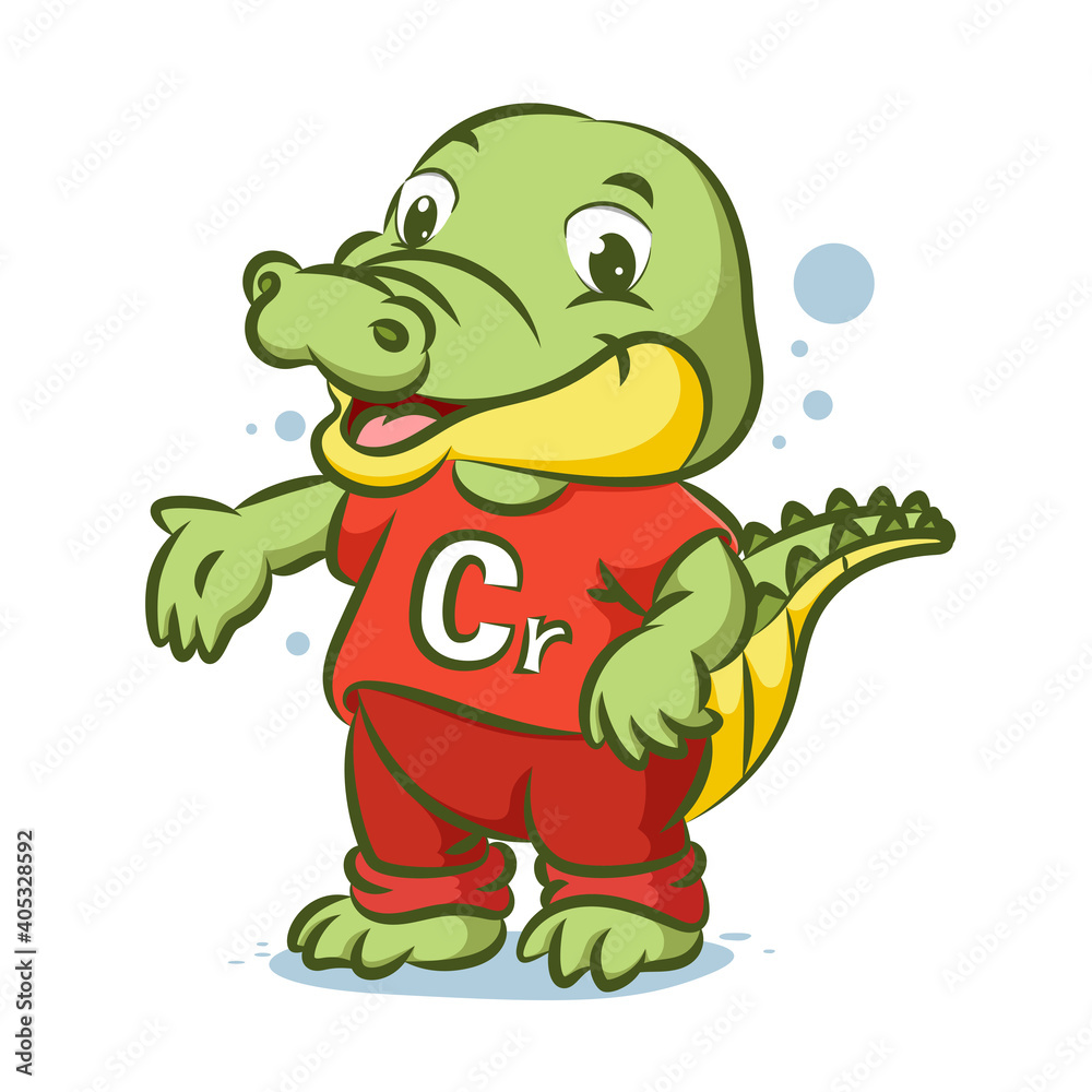 Obraz premium The crocodile with the red shirt with the alphabet C
