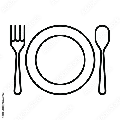 restaurant icon, cutlery, kitchen utensil, fork and spoon vector