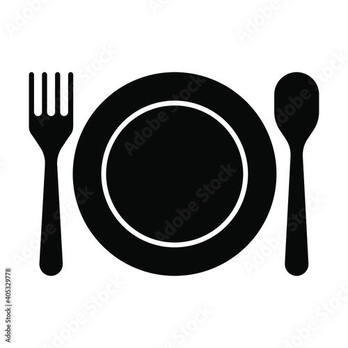 restaurant icon, cutlery, kitchen utensil, fork and spoon vector