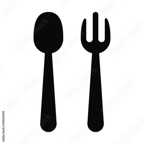 fork and spoon cutlery restaurant kitchen utensil icon vector