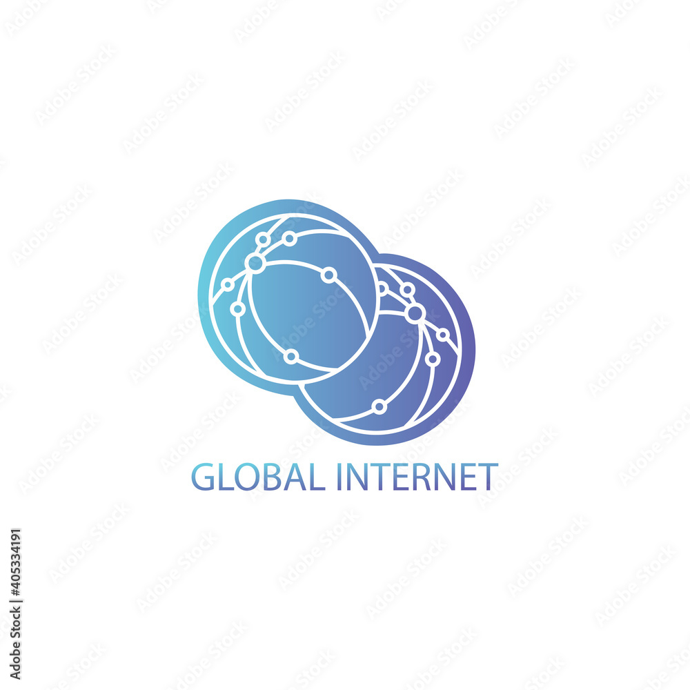 internet logo circle outline color illustration globe design template vector