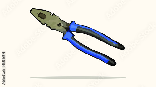 illustration of standard pliers with black blue handles