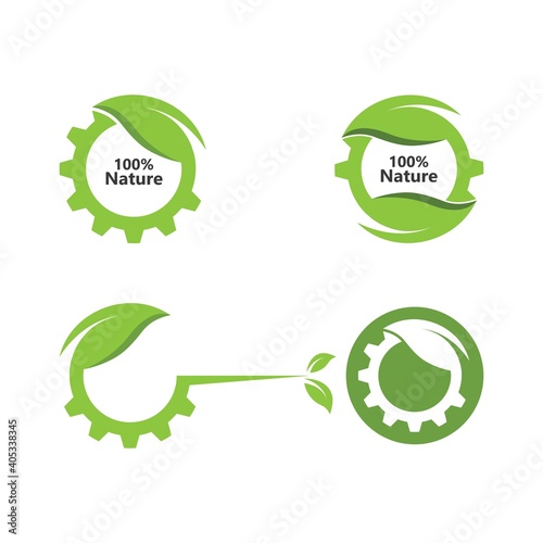 gear leaf 100% nature  vector icon illustration design