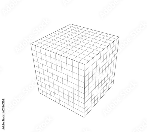 Fototapeta Naklejka Na Ścianę i Meble -  perspective cube grid, 3d illustration isolated on white background