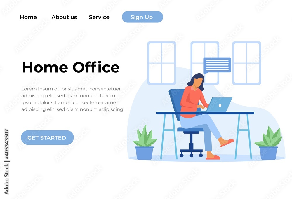 Unique Modern flat design concept of Home Office for website and mobile website. Landing page template. Easy to edit and customize. Vector illustration
