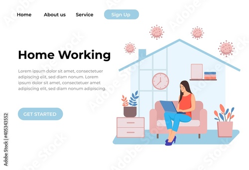 Unique Modern flat design concept of Home Working for website and mobile website. Landing page template. Easy to edit and customize. Vector illustration