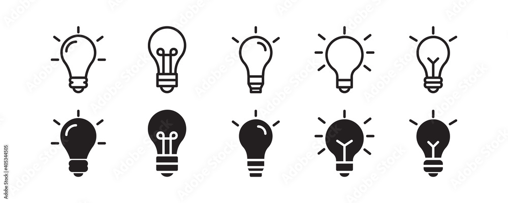 Light bulb, idea lam, effective thinking icon set. Vector graphic illustration. Suitable for website design, logo, app, template, and ui. Light bulb, idea lam, effective thinking icon set. Vector graphic illustration. Suitable for website design, logo, app, template, and ui.