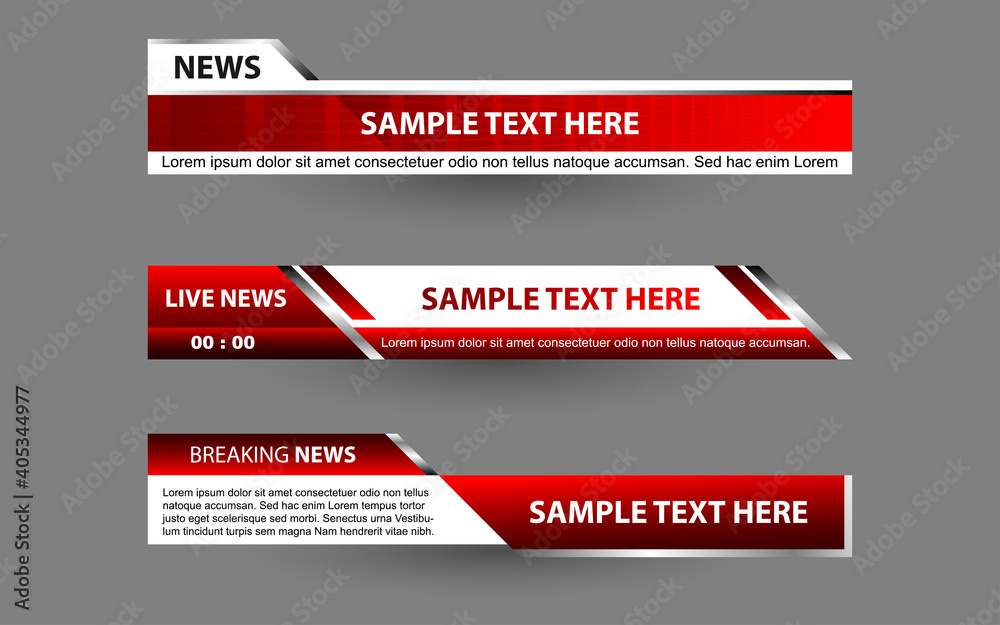 Set collection vector of Broadcast News Lower Thirds Template layout